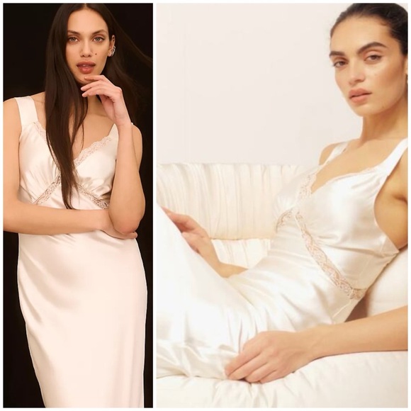 Reformation Chania Maxi Cream Silk Dress SZ S - Picture 10 of 10